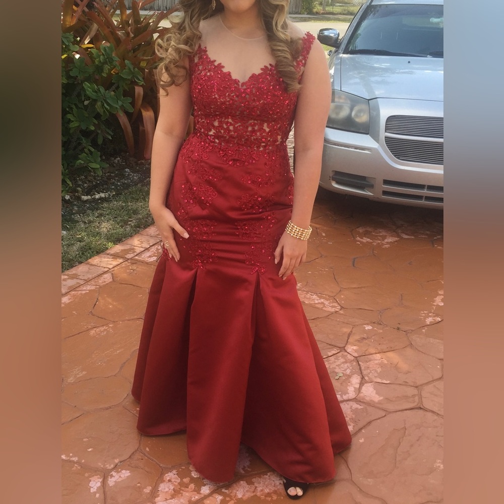 Beautiful Wine Color Dress with Sequins